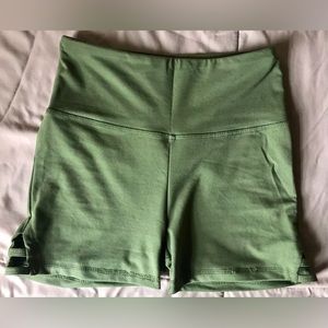 *2/$16* Balance Collection Army Green Cross Detail High Waist Gym Short - S